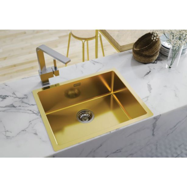 NERJAVNO POMIVALNO KORITO ALVEUS MONARCH QUADRIX 50, GOLD 550X450 MM