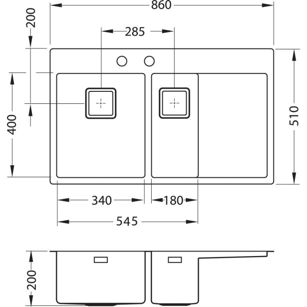 NERJAVNO POMIVALNO KORITO ALVEUS STYLUX 60, SATIN 860X510 MM DESNI
