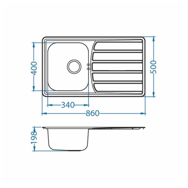 NERJAVNO POMIVALNO KORITO ALVEUS ZOOM MAXIM 30, SATIN 860X500 MM