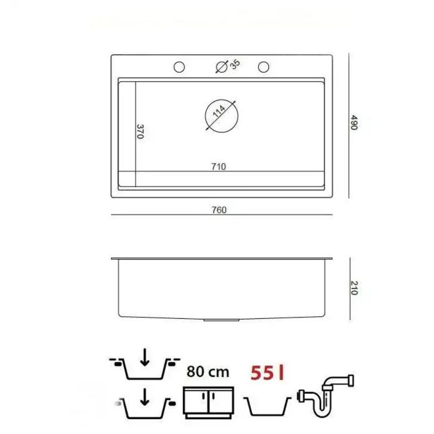 NERJAVNO POMIVALNO KORITO QUADRON BURT WORKSTATION INOX