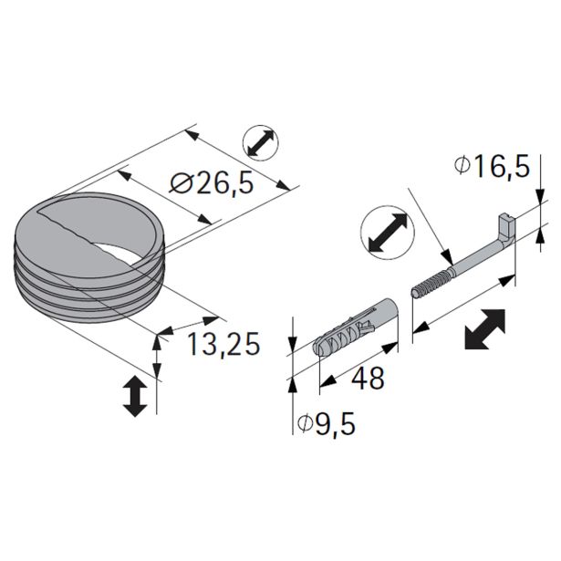 NOSILEC ZA OMARO HETTICH DIY FI 30X12 MM, 15 KG, PONIKLJAN, V ZAVOJUSTA 2 KOSA