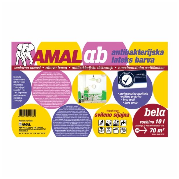 PROFESIONALNA BARVA AMAL AB LATEKS SVILENI SIJAJ 1L -ANTIBAKTERIJSKA BARVA