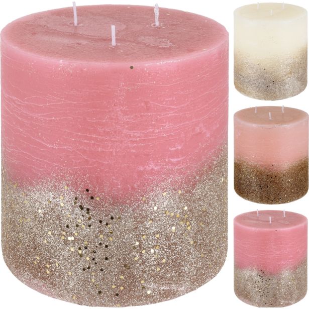 TOP SVEČA EH 14X14 CM ROZA/BELA RUSTIC