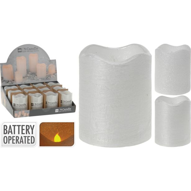 SVEČA BREZ PLAMENA EH 7X9 CM BELA LED