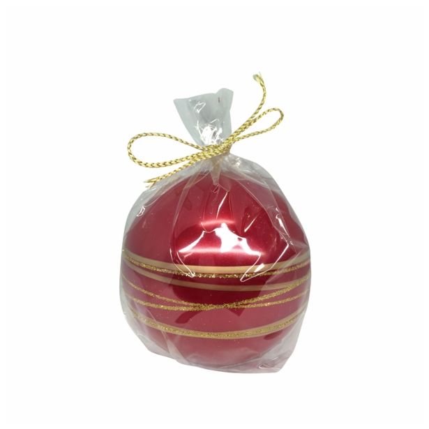 NOVOLETNA SVEČA MULLER GOLDEN RINGS OKROGLA 100 MM METALIC RDEČA