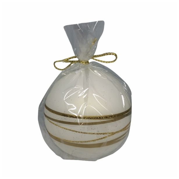 NOVOLETNA SVEČA MULLER GOLDEN RINGS OKROGLA 80 MM PERLA BELA