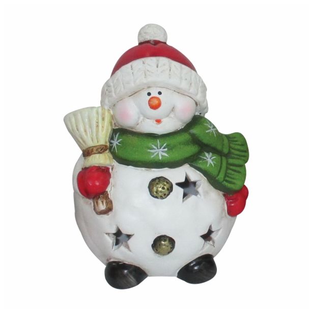 NOVOLETNI SVEČNIK GLOSSTYLE SNEŽAK 13 CM ZA ČAJNO SVEČKO 9X9X13 CM