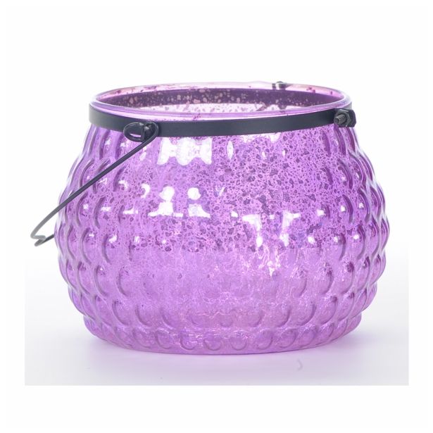 NOVOLETNI SVEČNIK GLOSSTYLE STEKLENA LANTERNA VIJOLA 11*9CM