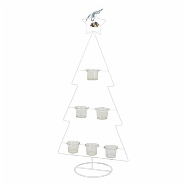 NOVOLETNI SVEČNIK R+W JELKA KOVINSKA 34X72 CM BELA 6 SVEČK