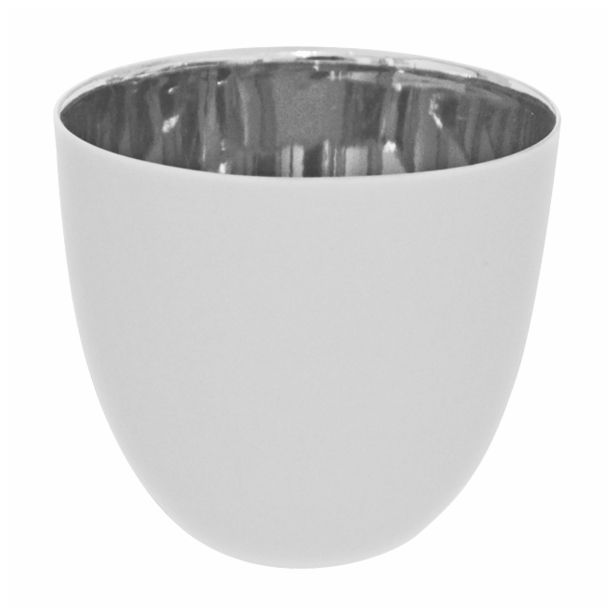 NOVOLETNI SVEČNIK R+W PORCELAN KOZARČEK 8.5 CM SREBRNI