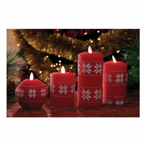 NOVOLETNI SVEČNIK STAR LED SVEČA 7X9.5 CM S SNEŽINKO