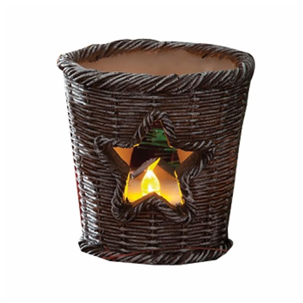 NOVOLETNI SVEČNIK STAR LED SVEČNIK PLETENI 10X10 CM BELI ALI RAJAVI