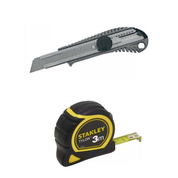HIŠNO ORODJE STANLEY NOŽ 18 MM + METER 3 M