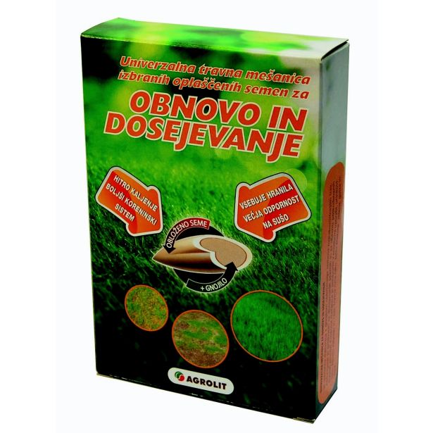 SEME ZA TRAVO AGROLIT OBLOŽENO SEME 250G ZA OBNOVO IN DOSEJEVANJE