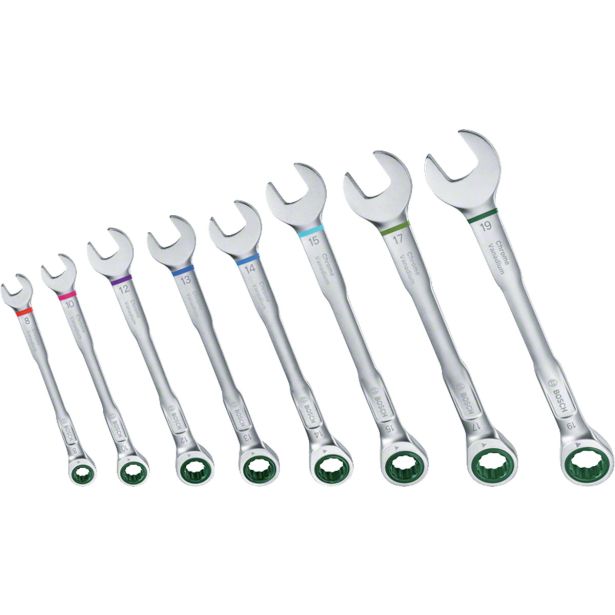 OBROČNI KLJUČ Z RAGLJO BOSCH DIY 8-DELNI ZELENI