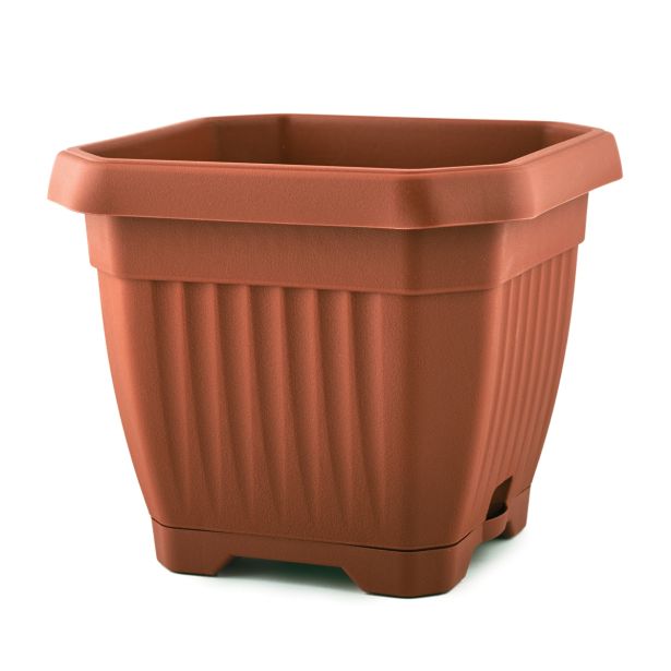 PE ZUNANJI LONEC BLUMAX OCTAGON 17X17CM TERAKOTA PODSTAVEK IN VOD.REZERVA