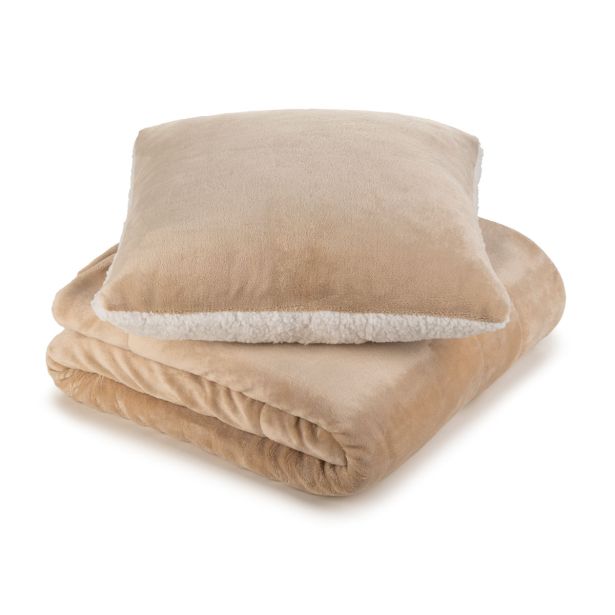 ODEJA SVILANIT IN VZGLAVNIK HUG, PEŠČENA BARVA 130X20