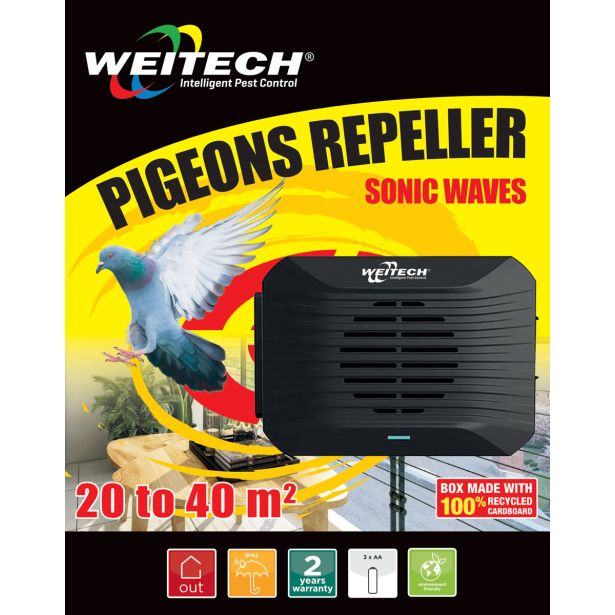 ODGANJALEC ŽIVALI WEITECH ZVOČNI ODGANJALEC GOLOBOV SONIC 20-40 M2