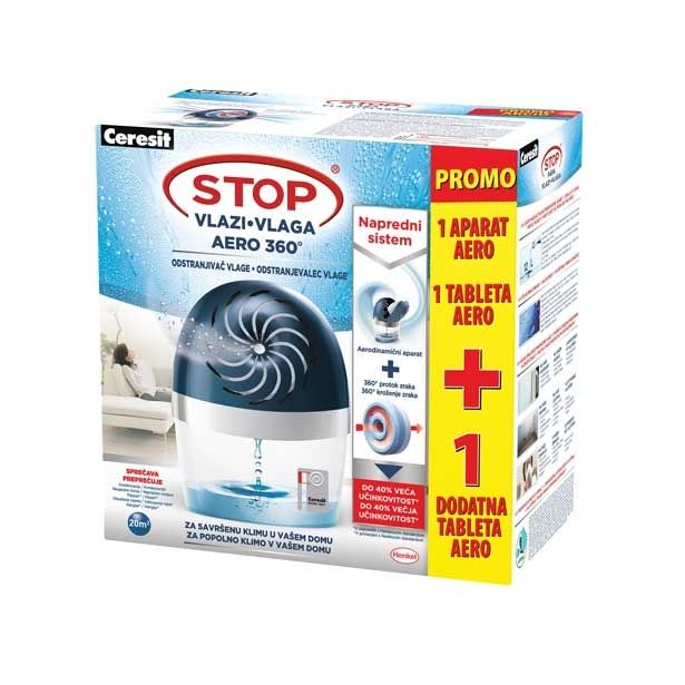 ODSTRANJEVALEC VLAGE SET HENKEL CERESIT STOP AERO 360° SET 450G+1 TABLETA GRATIS