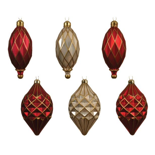 OKRASEK ZA JELKO 12/14 CM RDEČA/ZLATA, SORTIRANO