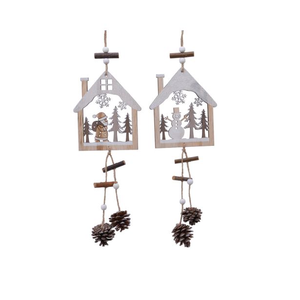 OKRASEK ZA JELKO DECORIS HIŠA S STORŽI 30 CM, SORT