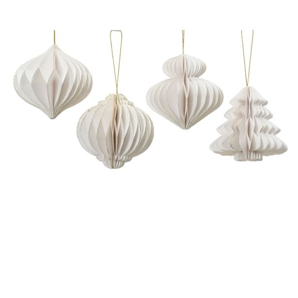 OKRASEK ZA JELKO DECORIS PAPIRNI BEL 8X8 CM SORTIRANO