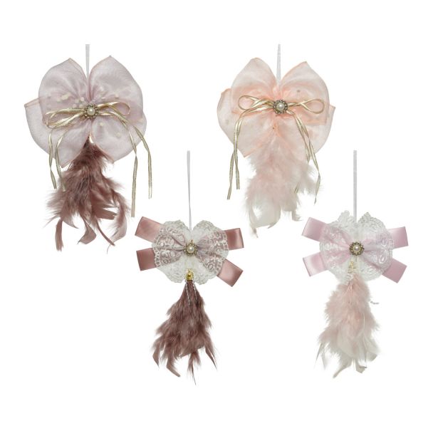 OKRASEK ZA JELKO DECORIS PENTLJA IN PERJE, SORT