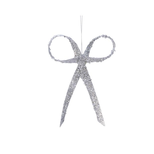 OKRASEK ZA JELKO DECORIS PENTLJA SREBRNA 12X16 CM