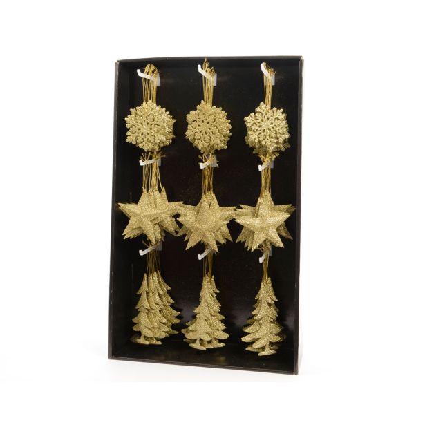 OKRASEK ZA JELKO DECORIS RAZLIČNE BARVE IN OBLIKE ZLATE BARVE