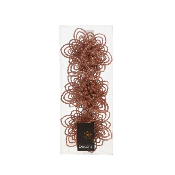 OKRASEK ZA JELKO DECORIS ROŽICA 10 CM NA KLIP ROZA SORTIRANO