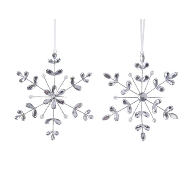 OKRASEK ZA JELKO DECORIS SNEŽINKA SREBRNA SORT