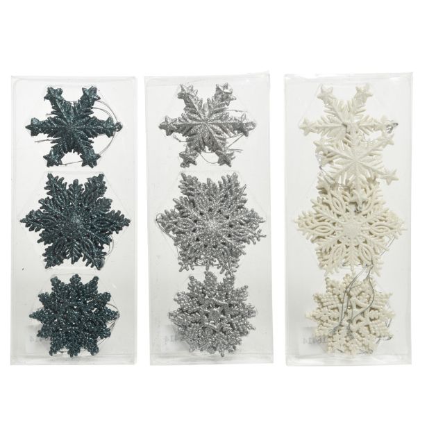 OKRASEK ZA JELKO DECORIS SNEŽINKE 12/1 SORT