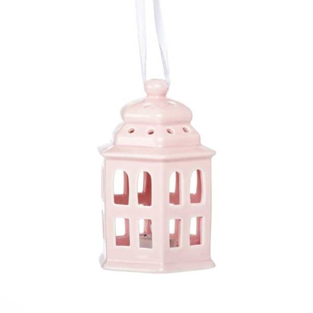 OKRASEK ZA JELKO GLOSSTYLE HIŠICA 11 CM ROZA BARVE Z LED LUČKO