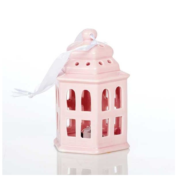 OKRASEK ZA JELKO GLOSSTYLE HIŠICA 11 CM ROZA BARVE Z LED LUČKO