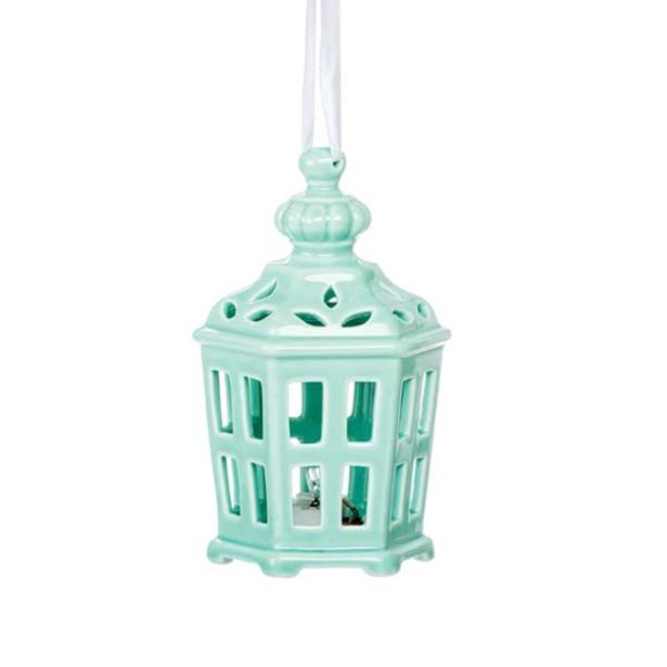 OKRASEK ZA JELKO GLOSSTYLE HIŠICA 11 CM ZELENE BARVE Z LED LUČKO