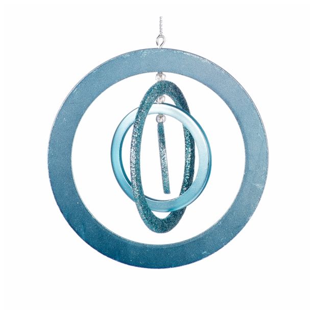 OKRASEK ZA JELKO GLOSSTYLE KOVINSKI SV. MODRI 9 CM VIŠ. ZVEZDA/JELKA/KROGLA