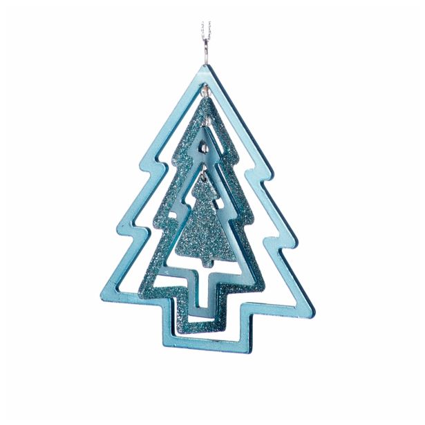 OKRASEK ZA JELKO GLOSSTYLE KOVINSKI SV. MODRI 9 CM VIŠ. ZVEZDA/JELKA/KROGLA