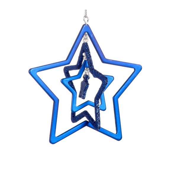 OKRASEK ZA JELKO GLOSSTYLE KOVINSKI TEMNO MODRI 9 CM VIŠ. ZVEZDA/JELKA/KROGLA
