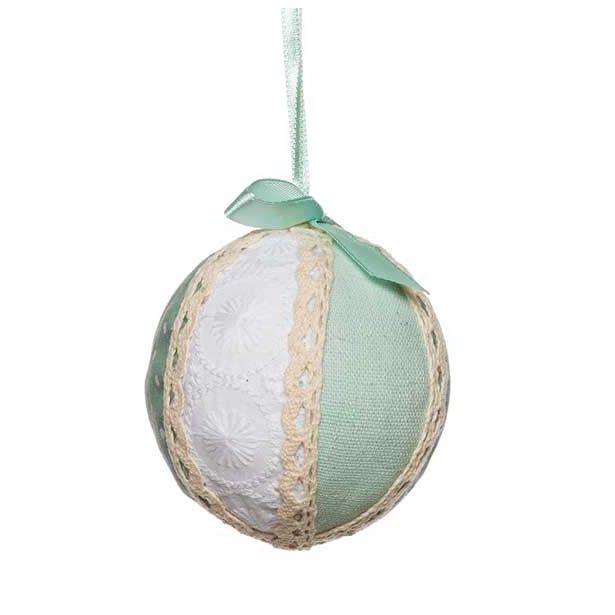 OKRASEK ZA JELKO GLOSSTYLE KROGLA TEKSTILNA 7 CM PREMERA ZELENA