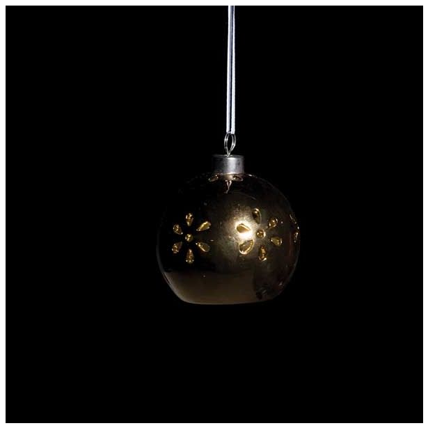 OKRASEK ZA JELKO GLOSSTYLE KROGLA ZLATA FI 7 CM Z LED LUČKO IZ PORCELANA