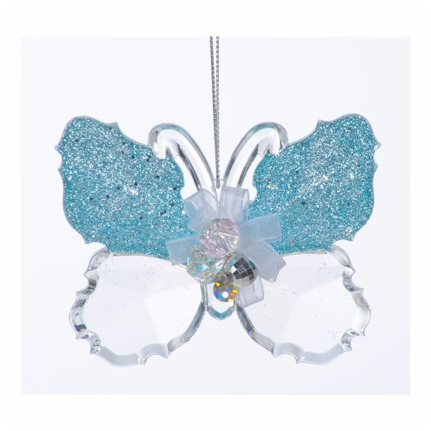 OKRASEK ZA JELKO GLOSSTYLE METULJ TRANSPARENT/MODRA 8.89*2.03*7.62 CM