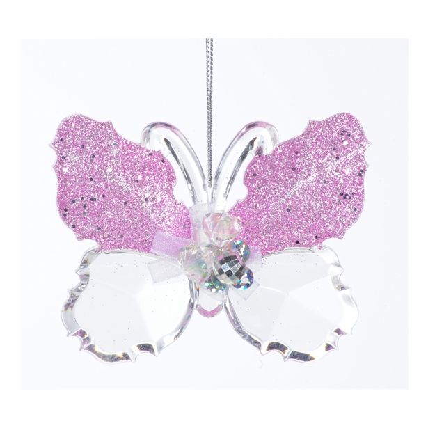 OKRASEK ZA JELKO GLOSSTYLE METULJ TRANSPARENT/VIJOLA 8.89*2.03*7.62 CM