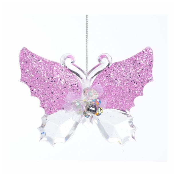 OKRASEK ZA JELKO GLOSSTYLE METULJ TRANSPARENT/VIJOLA 8.89*2.03*7.62 CM