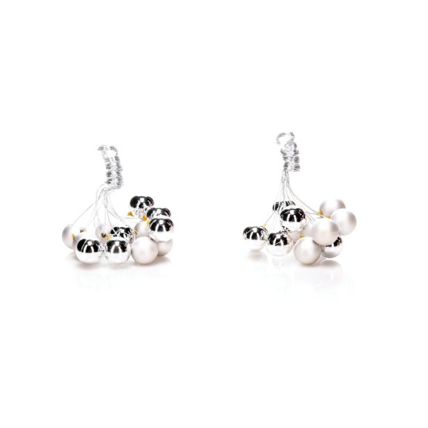 OKRASEK ZA JELKO GLOSSTYLE MINI BUNKICE NA ŽICI 20MM 2/1 SREBRNE