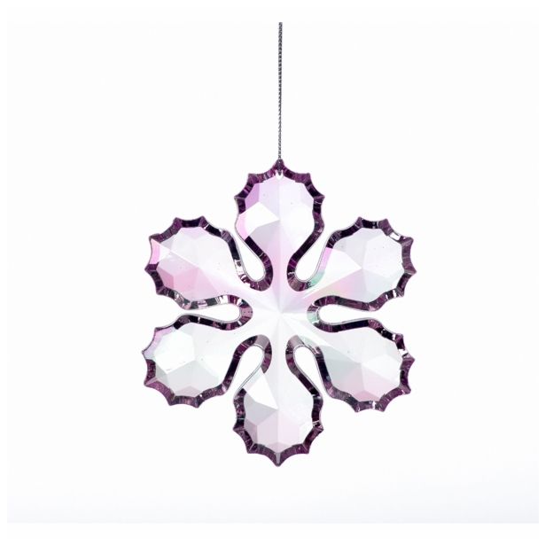 OKRASEK ZA JELKO GLOSSTYLE SNEŽINKA AKRILNA ROZA 10 CM PREMERA RAZLIČNIH OB.