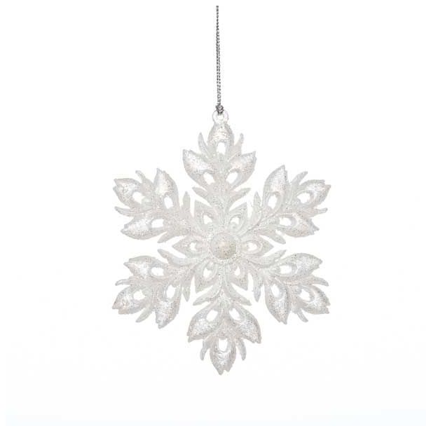 OKRASEK ZA JELKO GLOSSTYLE SNEŽINKA BELA 12 CM PREMERA