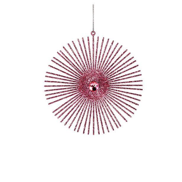 OKRASEK ZA JELKO GLOSSTYLE SNEŽINKA ROZA Z DIAMANTOM FI 10 CM