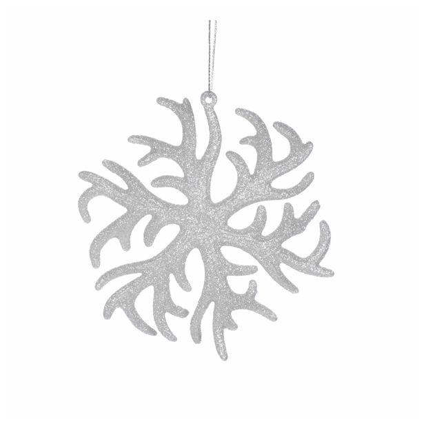 OKRASEK ZA JELKO GLOSSTYLE SNEŽINKA SREBRNA 11X 1X12.5CM IZ UMETNE MASE