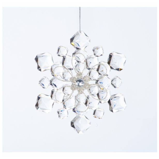 OKRASEK ZA JELKO GLOSSTYLE SNEŽINKA TRANSPARENT 0.76 *12.7 CM