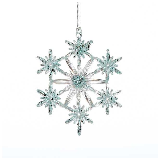 OKRASEK ZA JELKO GLOSSTYLE SNEŽINKA TRANSPARENT 12 CM PREMERA